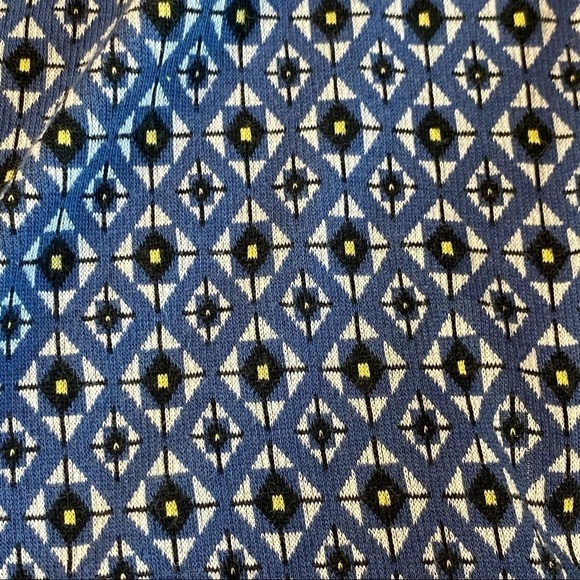 TOPSHOP Fit & Flare Skater Blue Knit Dress with Geometric Tile Print - Picture 7 of 14